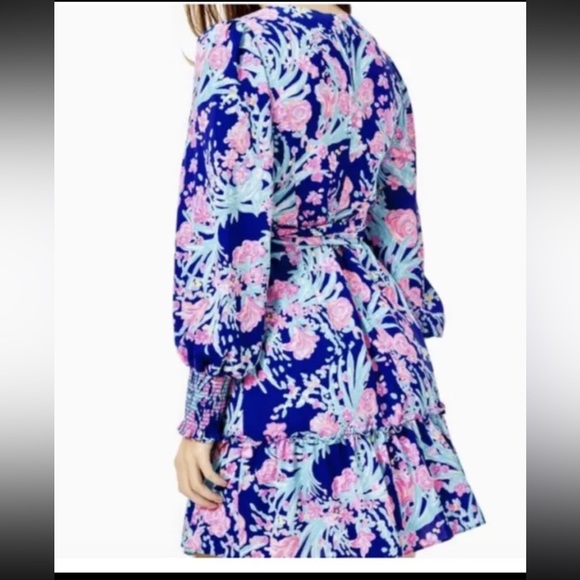 Lilly Pulitzer Floral multicolor Rosie Dress size 6 Long bishop sleeves Lined - Picture 3 of 14